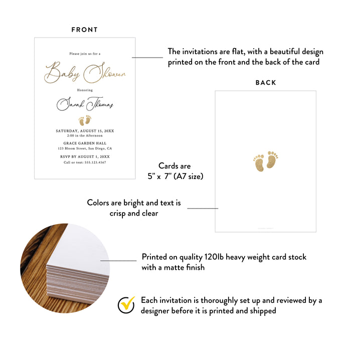 Personalized Baby Shower Invitation with Baby Footprints
