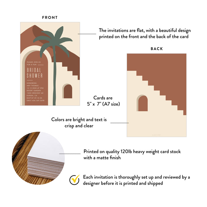 Boho Bridal Shower Invitation with Desert Palm Tree