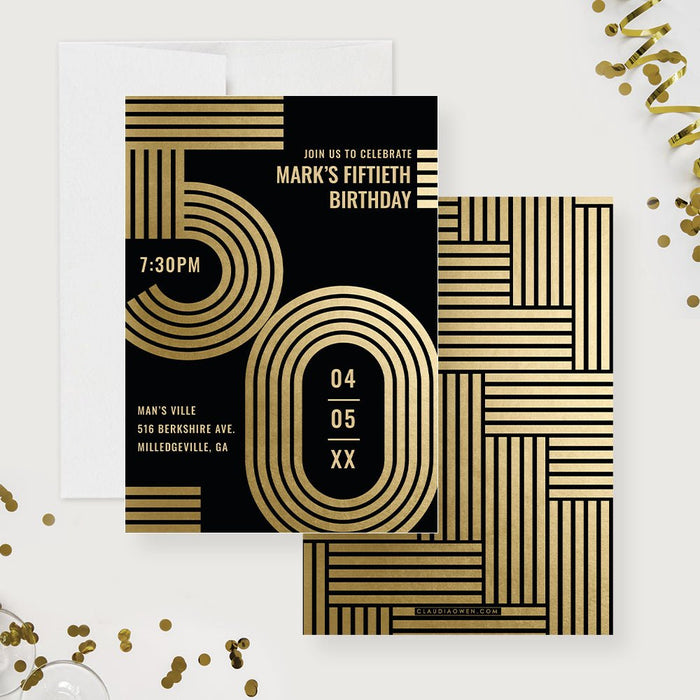 Birthday Party Invitations for Him and Her, 40th 50th 60th 70th 80th Elegant Birthday Invites for Men and Women, Personalized Birthday Invitation Cards for Adults