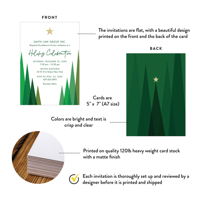 Corporate Holiday Party Invitation Modern Green Trees