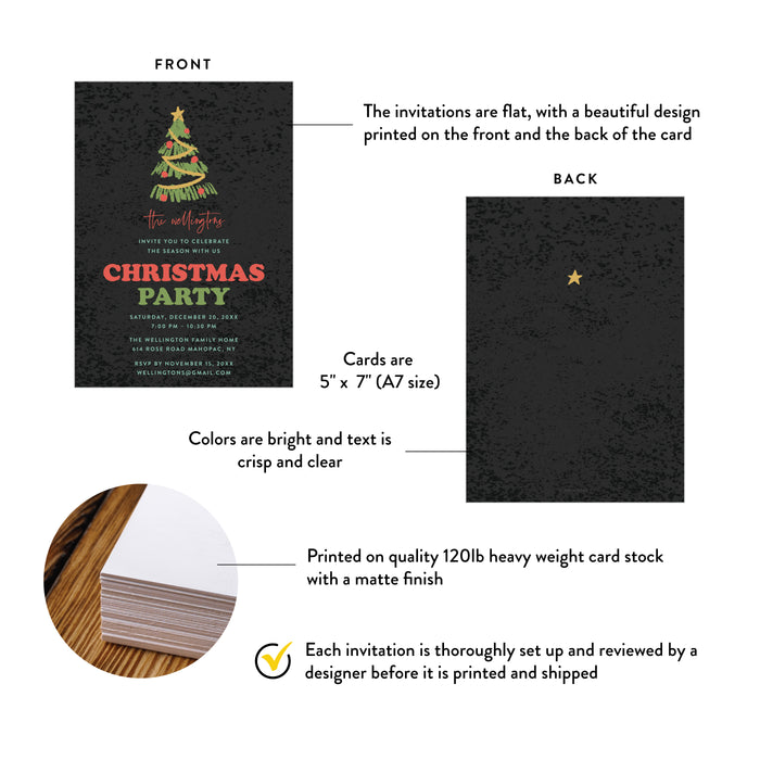 Christmas Party Invitation Festive Tree Holiday Invite