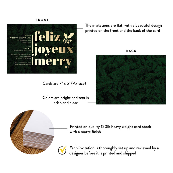 Corporate Holiday Party Invitation Evergreen Gold