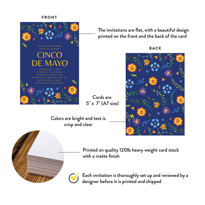 Cinco de Mayo Party Invitation Floral Fiesta