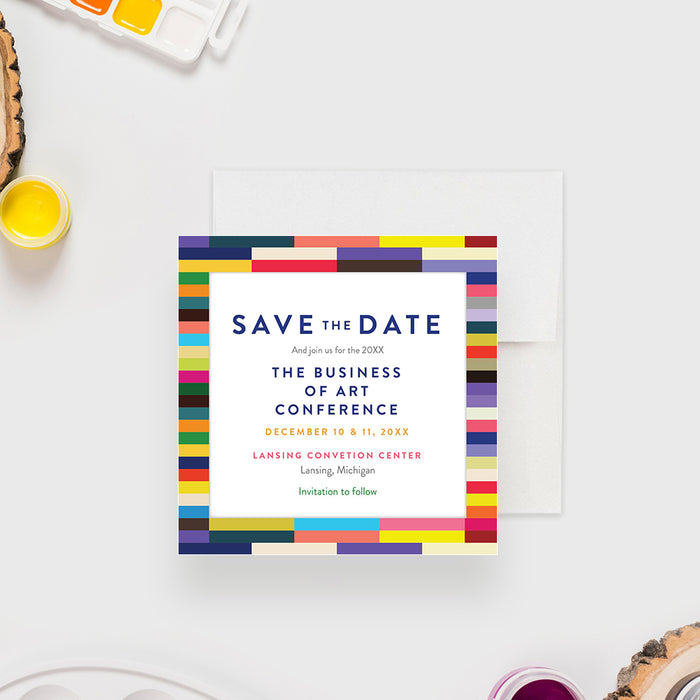 Colorful Save the Date Card for Business Art Conference, Annual Meeting Save the Date, Business Event Save the Dates