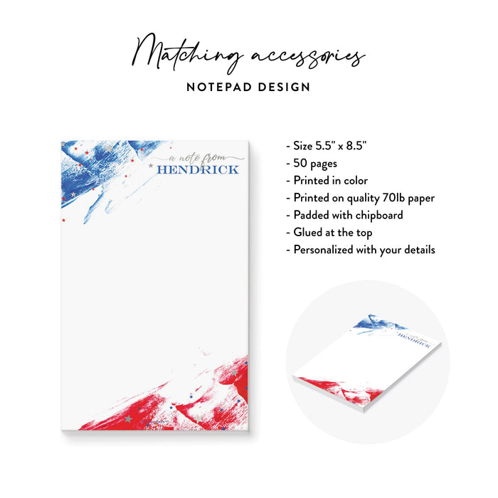 Personalized Patriotic Notepad in Red White Blue