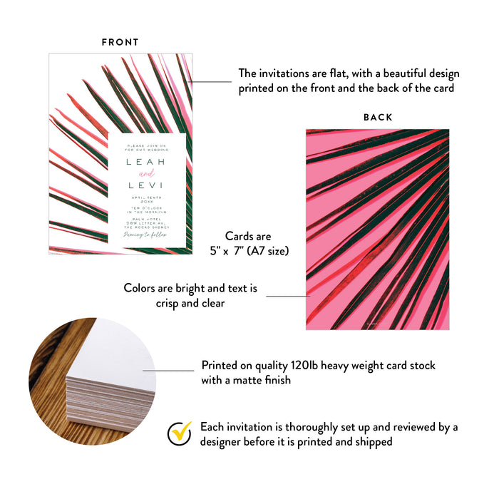 Tropical Wedding Invitation Modern Palm Leaf Card