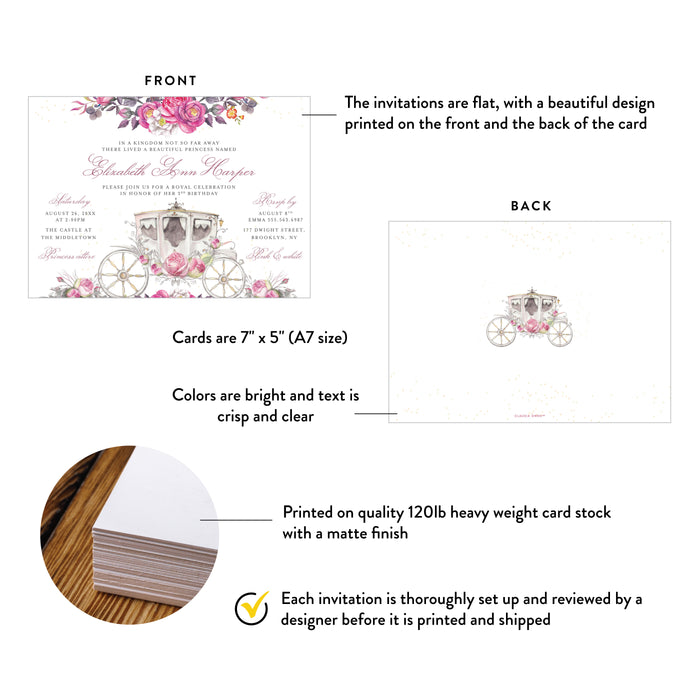 Princess Birthday Invitation Fairytale Carriage Princess Party Invite