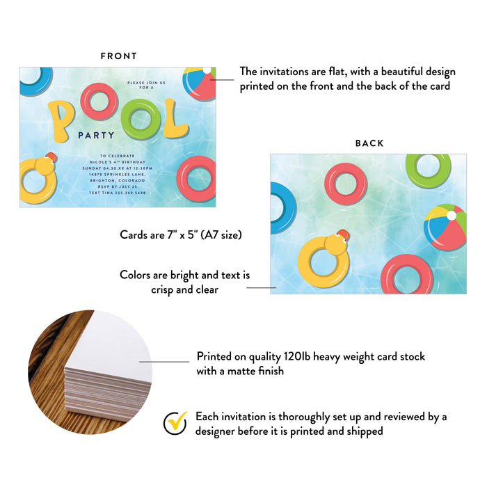 Kids Pool Party Birthday Invitation Summer Swim Party Invite