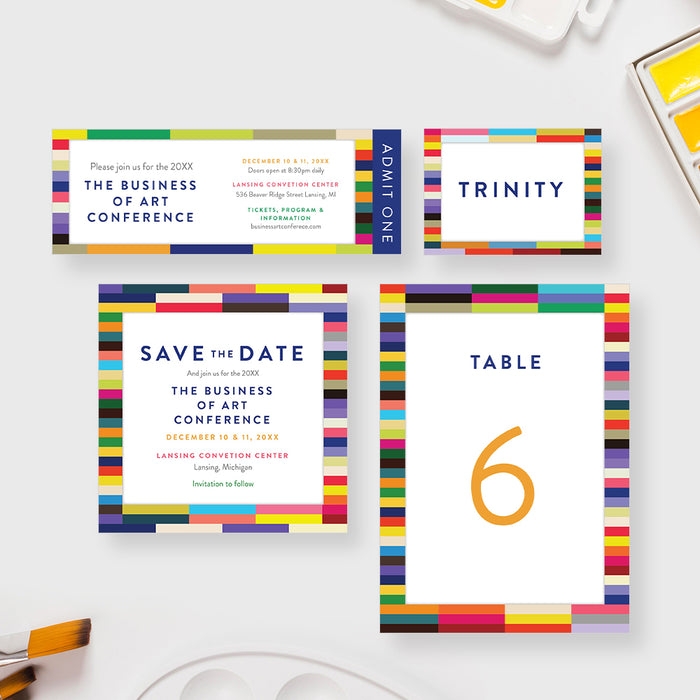 Colorful Invitation Card for Art Conference, Business Meeting Invites, Conference Invitations, Business Seminar Invitation, Leadership Meeting Invitation