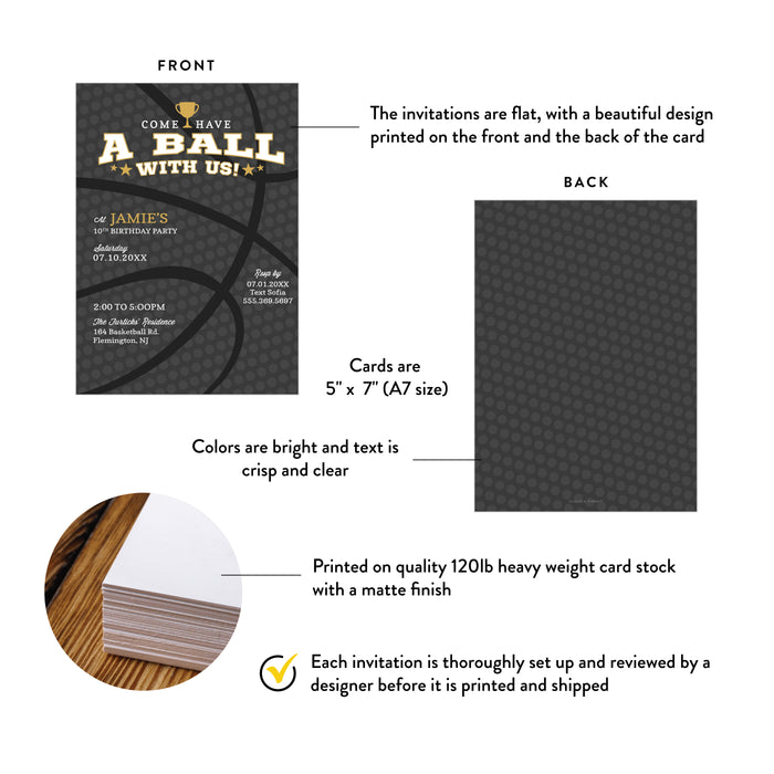 Basketball Birthday Invitation Kids Sports Party Invite