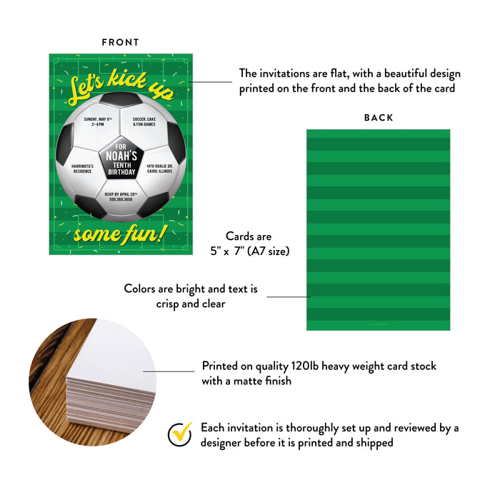 Soccer Birthday Party Invitation Kids Football Theme Invite