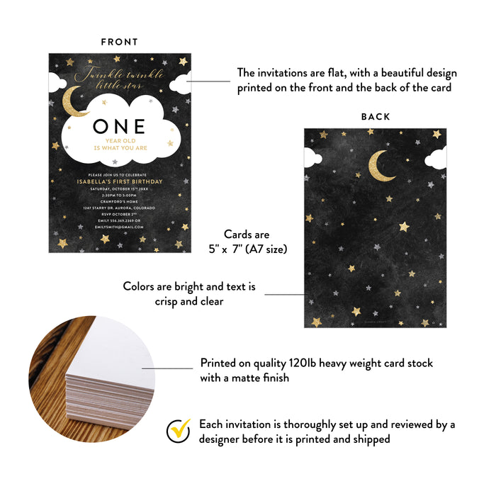 Twinkle Twinkle Little Star Kids Birthday Invitation Card