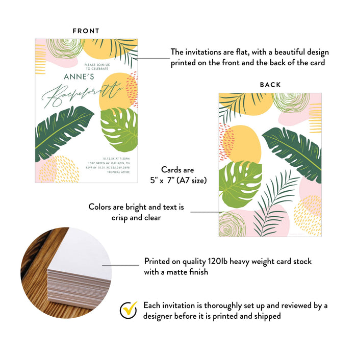 Bachelorette Party Invitation Tropical Botanical Design