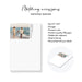 Personalized notepad with a couple on a beach and featuring product details.