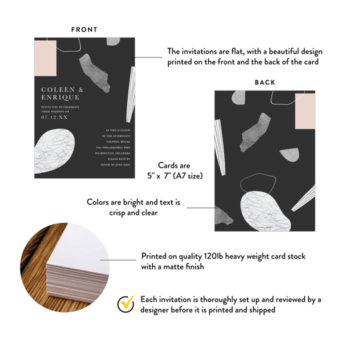 Modern Wedding Invitation Abstract Minimalist Art Invite