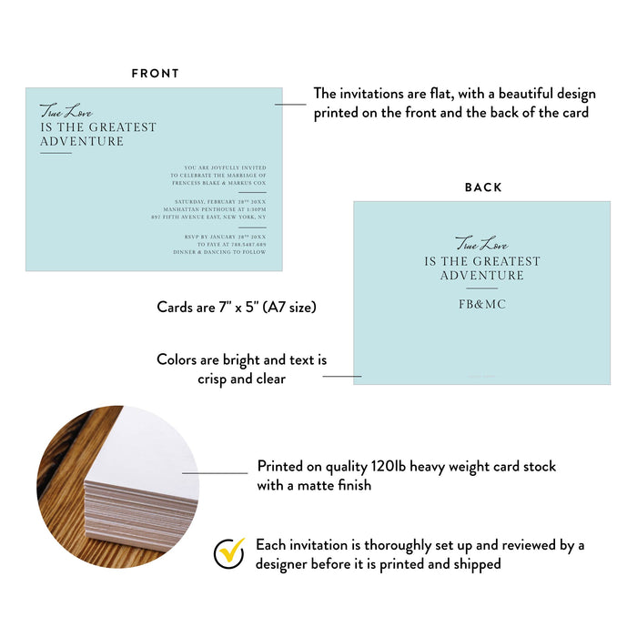 Modern Wedding Invitation Minimalist Blue Elegant Invite