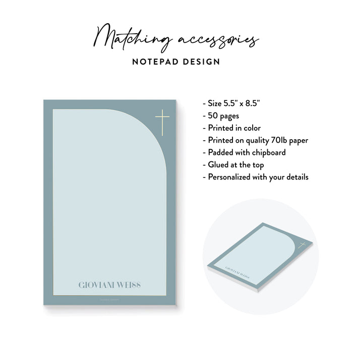 Blue Baptism Invitation Gold Cross Christening Invitation