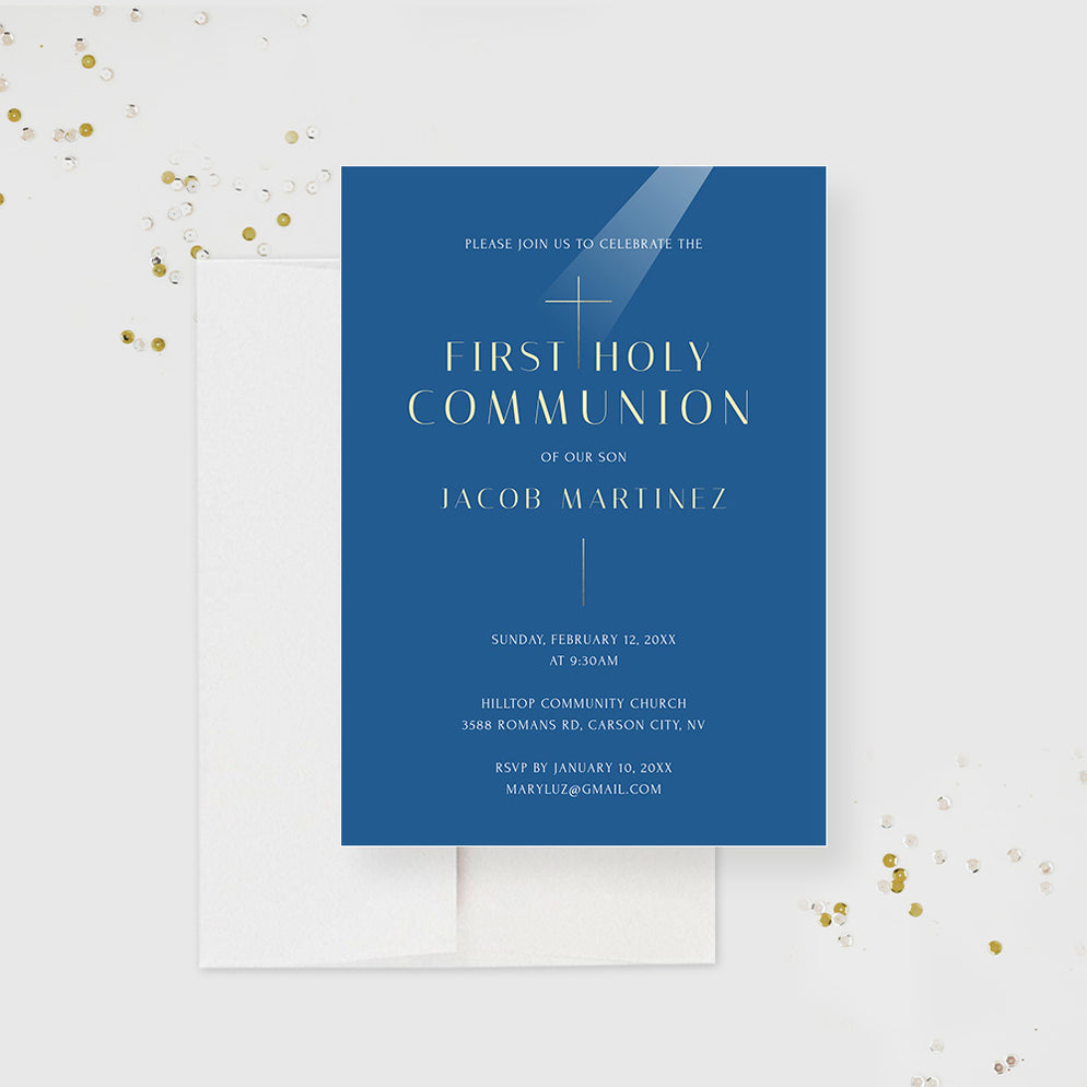 First Holy Communion Invitation Editable Template, Printable Religious ...