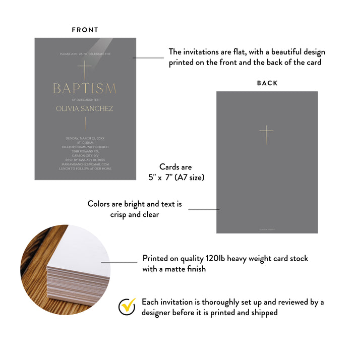 Baptism Invitation Elegant Christening Card
