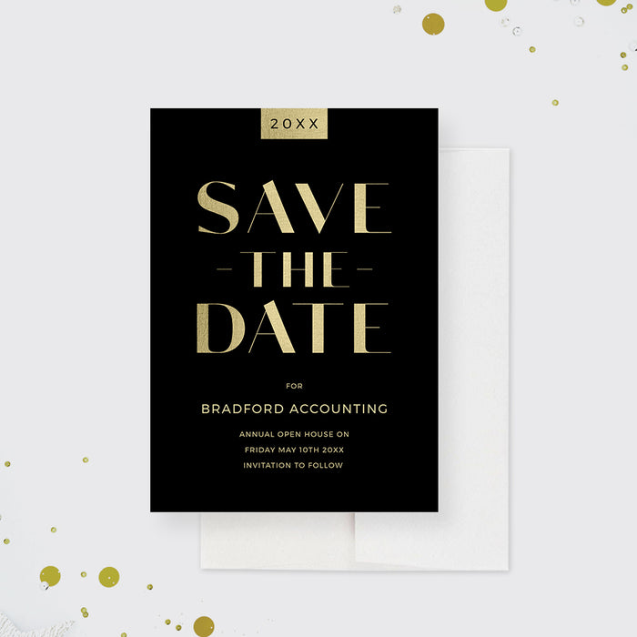 Black and Gold Save the Date Card Template for Formal Events, Business Save the Date Card Digital Download