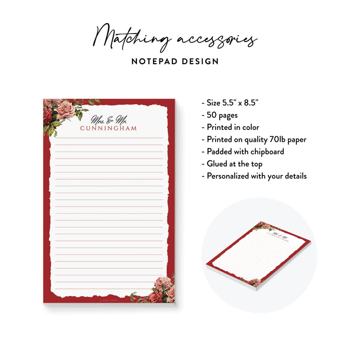 Elegant Black and Red Floral Wedding Invitation