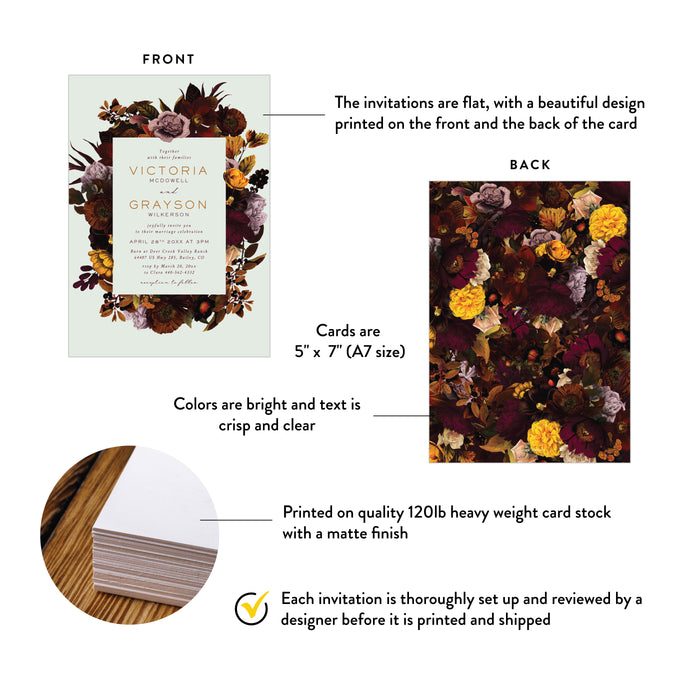 Fall Floral Wedding Invitation Autumn Flower Design