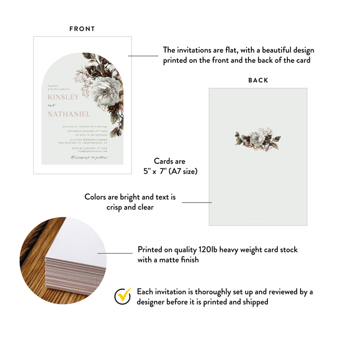 Vintage Floral Wedding Invitation Elegant Arch Design