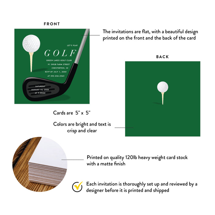 Personalized Golf Party Invitation Custom Sports Event Card