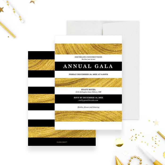 Black and Gold Invitation Card for Annual Gala Party, Business Gala Night Invites, Company Awards Invitation, Corporate Event Party