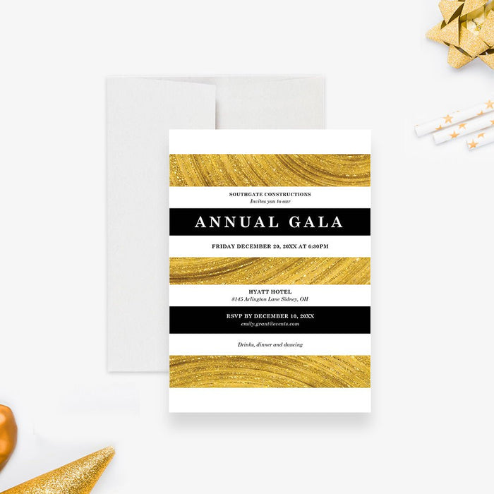 Black and Gold Invitation Card for Annual Gala Party, Business Gala Night Invites, Company Awards Invitation, Corporate Event Party