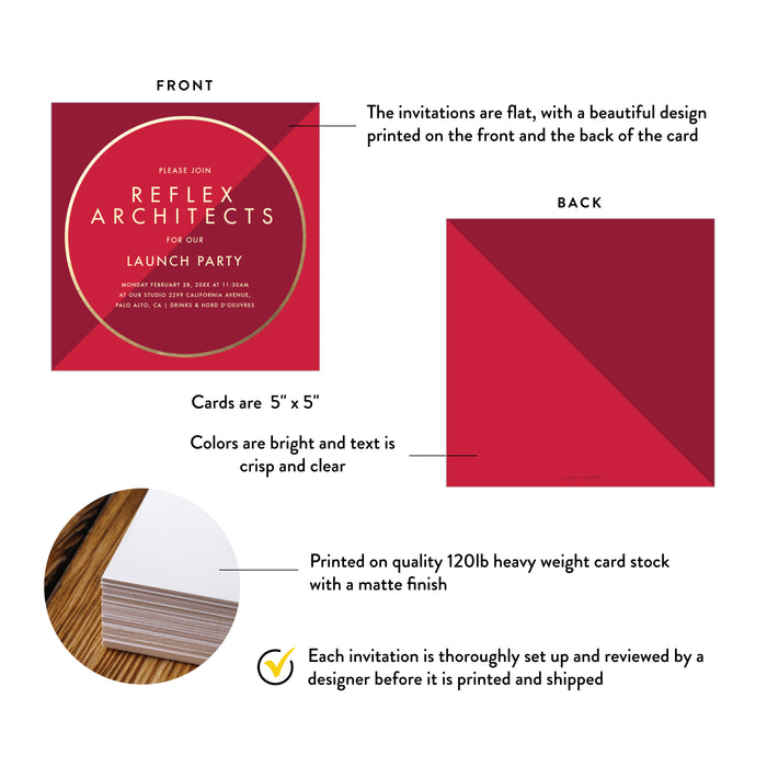 Red and Gold Business Launch Party Invitation Grand Opening Card