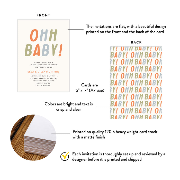Modern Oh Baby Baby Shower Invitation Colorful Design