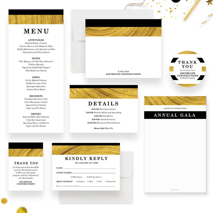 Black and Gold Invitation Card for Annual Gala Party, Business Gala Night Invites, Company Awards Invitation, Corporate Event Party