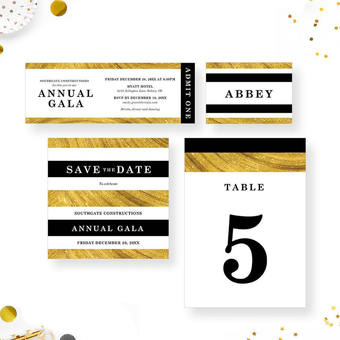 Black and Gold Invitation Card for Annual Gala Party, Business Gala Night Invites, Company Awards Invitation, Corporate Event Party