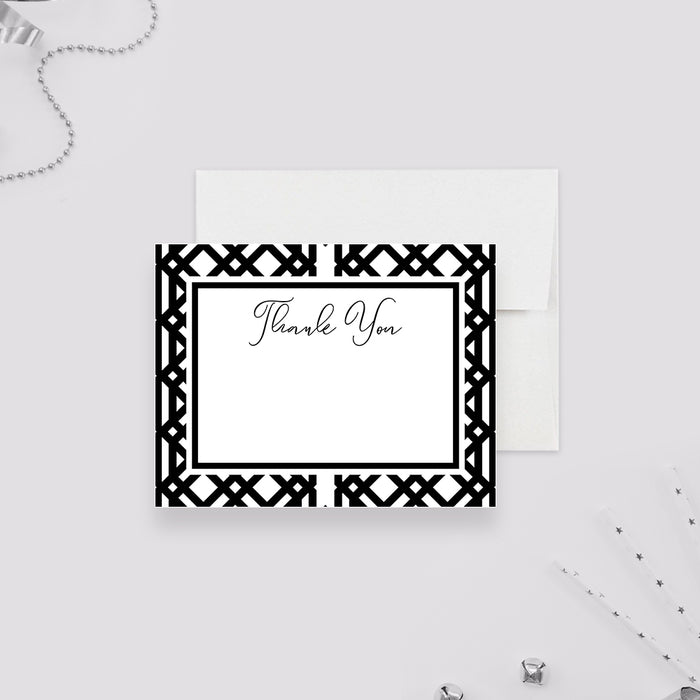Monochrome Note Card with Geometric Black and White Pattern, Personalized Business Thank you Cards, Thank You Card for a Client