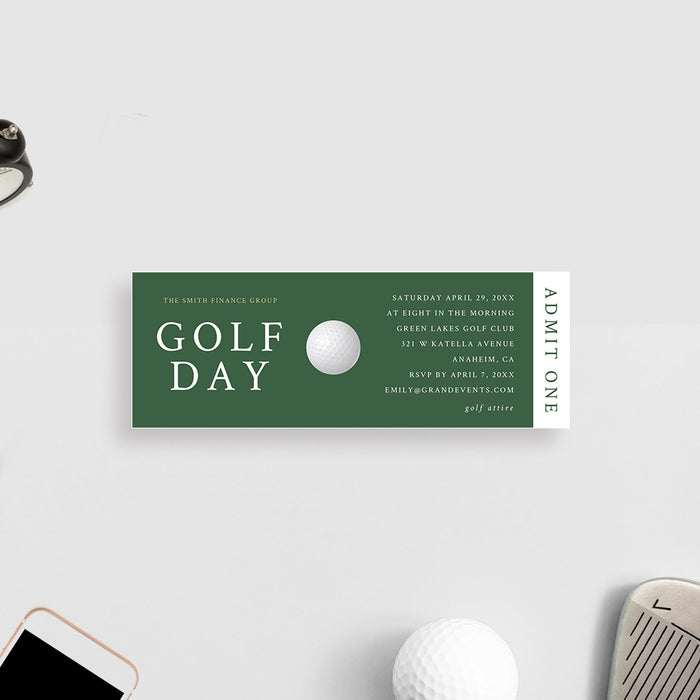Birthday Golf Theme Party Ticket Invitation, Golf Masters Ticket Invites, Golf Tournament Ticket Cards, Golf VIP Ticket Invitations