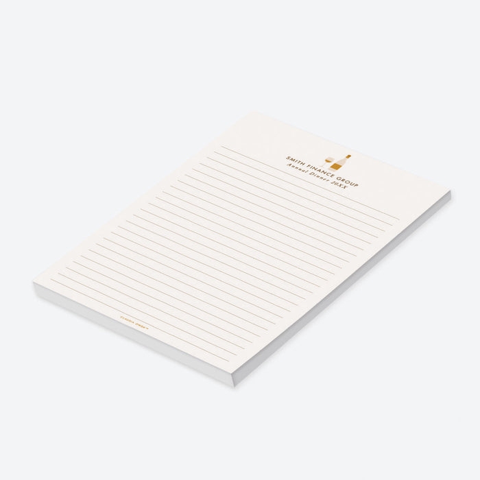Personalized Wine and Dinner Notepad for Corporate Event, Company Dinner Notepad Party Favor
