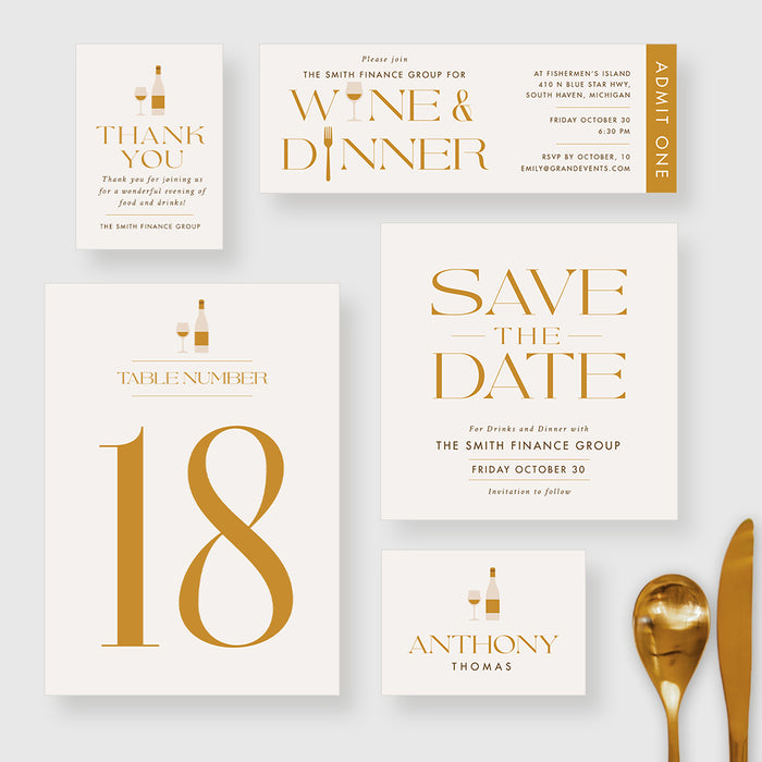 Wine and Dinner Party Invitation, Company Dinner Events, Birthday Wine Party Invites