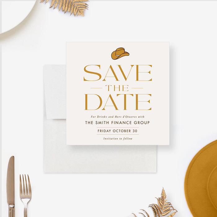 Modern Dinner and Dance Save the Date Card for Western-themed Social Events and Gatherings
