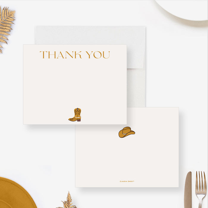 Cowboy Stationery Note Cards, Western Thank You Cards with Cowboy Boots