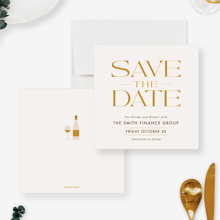 Wine and Dine Save the Date Card for Corporate Events, Save the Date for Business Party