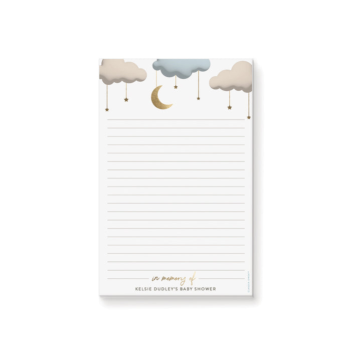 We’re Over The Moon Personalized Notepad for Baby Shower, Writing Pad with Dreamy Clouds, Custom Gift for Babies, Memo Pad with Stars and Moon For Mom To Be