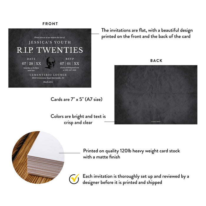 RIP Twenties Birthday Invitation Funny Funeral Theme Party Card