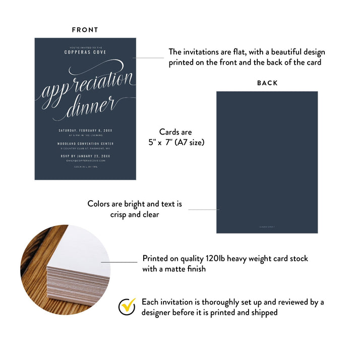 Appreciation Dinner Party Invitation, Business Event Invites, Company Party Invitations