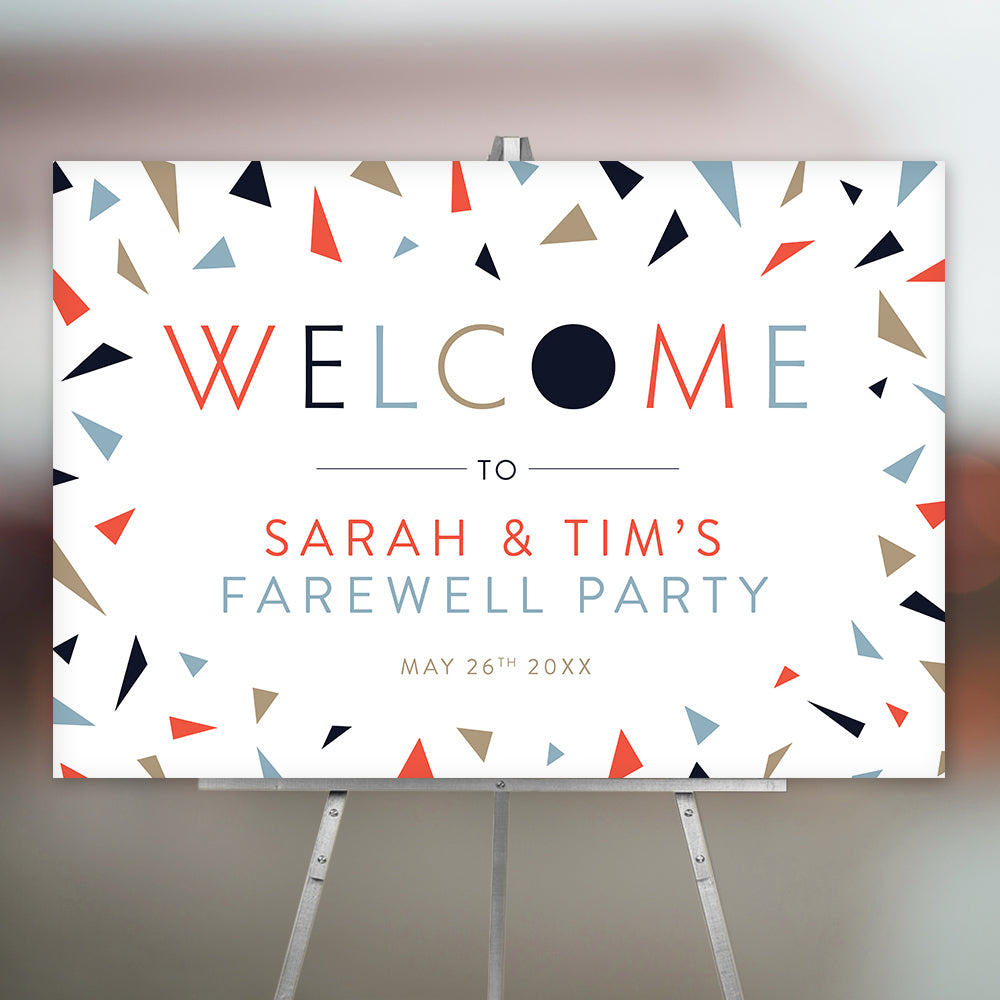 Colorful Confetti Welcome Sign for Farewell Party, Entrance Poster for