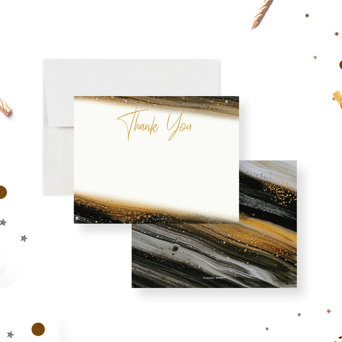 Business Thank You Card with Marble Design, Corporate Thank You Notes, Company Stationery