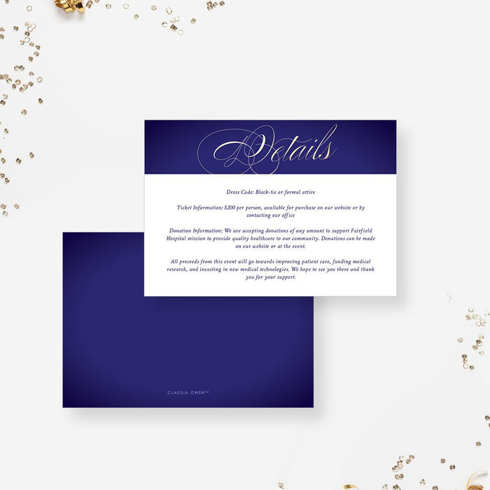 Annual Fundraising Gala Invitation in Gold and Royal Blue, A Night to Remember