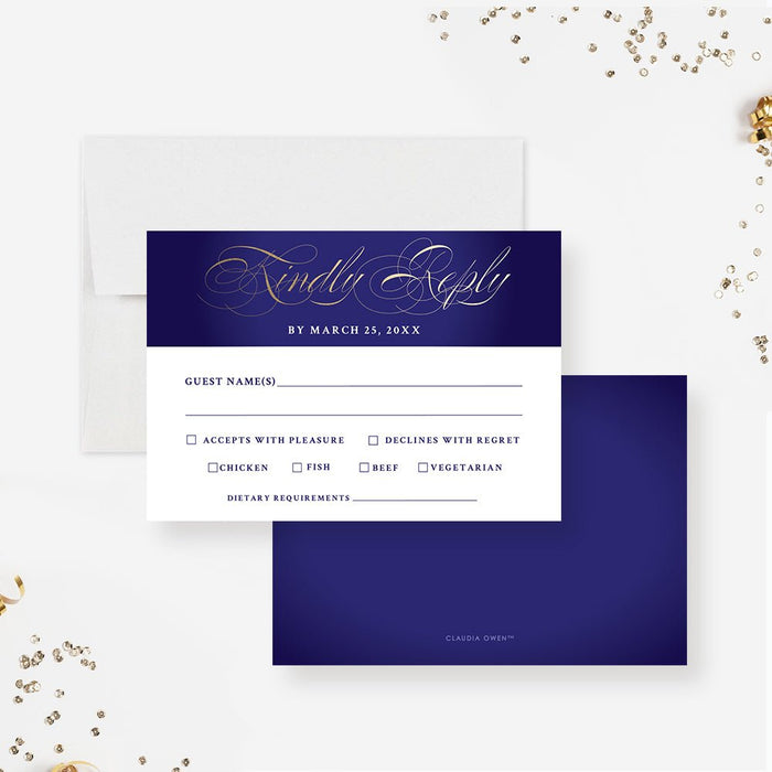 Annual Fundraising Gala Invitation in Gold and Royal Blue, A Night to Remember