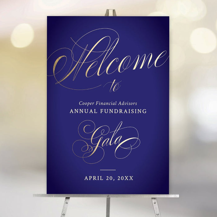 Annual Fundraising Gala Invitation in Gold and Royal Blue, A Night to Remember