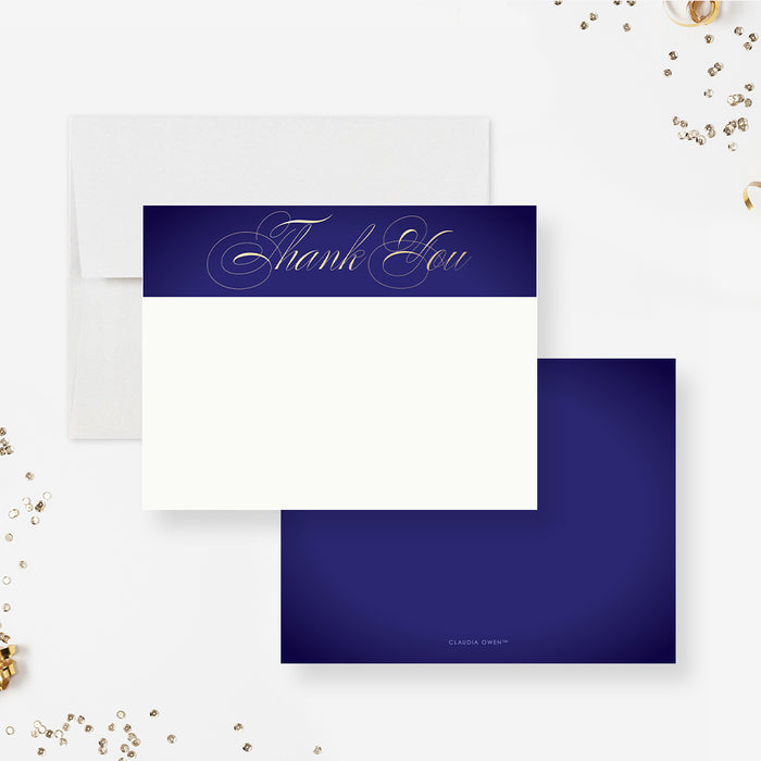 Thank You Cards for Annual Fundraising Galas and Events in Royal Blue and Gold Theme